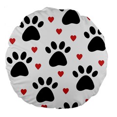 Dog Paw Vector Seamless Pattern With Hearts Large 18  Premium Flano Round Cushions by Perong