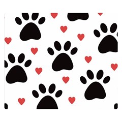 Dog Paw Vector Seamless Pattern With Hearts Two Sides Premium Plush Fleece Blanket (kids Size) by Perong