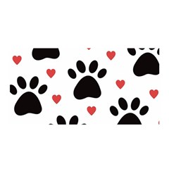 Dog Paw Vector Seamless Pattern With Hearts Satin Wrap 35  X 70  by Perong