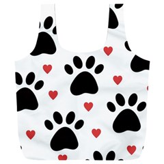 Dog Paw Vector Seamless Pattern With Hearts Full Print Recycle Bag (xxxl) by Perong