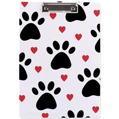 Dog Paw Vector Seamless Pattern With Hearts A4 Acrylic Clipboard by Perong