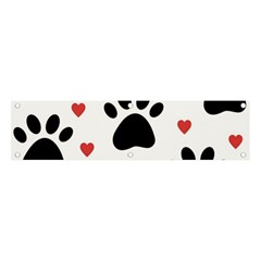 Dog Paw Vector Seamless Pattern With Hearts Banner And Sign 4  X 1  by Perong