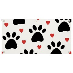 Dog Paw Vector Seamless Pattern With Hearts Banner And Sign 4  X 2  by Perong