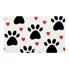 Dog Paw Vector Seamless Pattern With Hearts Banner And Sign 5  X 3  by Perong