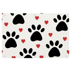 Dog Paw Vector Seamless Pattern With Hearts Banner And Sign 6  X 4  by Perong