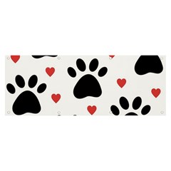 Dog Paw Vector Seamless Pattern With Hearts Banner And Sign 8  X 3  by Perong