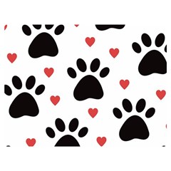 Dog Paw Vector Seamless Pattern With Hearts Premium Plush Fleece Blanket (extra Small) by Perong