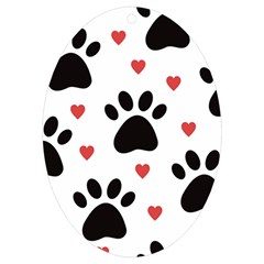 Dog Paw Vector Seamless Pattern With Hearts Uv Print Acrylic Ornament Oval by Perong