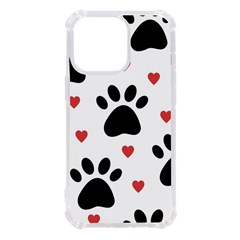 Dog Paw Vector Seamless Pattern With Hearts Iphone 13 Pro Tpu Uv Print Case by Perong