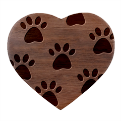 Dog Paw Vector Seamless Pattern With Hearts Heart Wood Jewelry Box by Perong