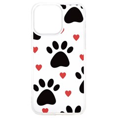 Dog Paw Vector Seamless Pattern With Hearts Iphone 15 Pro Max Tpu Uv Print Case by Perong