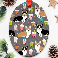 Corgi Boba Tea Bubble Tea Kawaii Food Welsh Corgis Dog Ornament (oval)