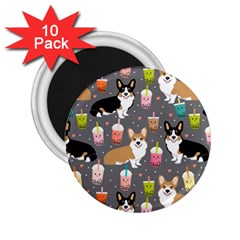 Corgi Boba Tea Bubble Tea Kawaii Food Welsh Corgis Dog 2 25  Magnets (10 Pack)  by Perong