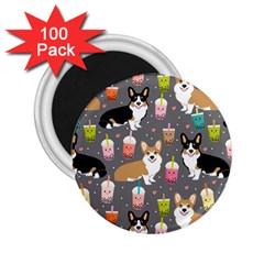 Corgi Boba Tea Bubble Tea Kawaii Food Welsh Corgis Dog 2 25  Magnets (100 Pack)  by Perong