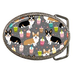 Corgi Boba Tea Bubble Tea Kawaii Food Welsh Corgis Dog Belt Buckles by Perong