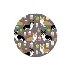 Corgi Boba Tea Bubble Tea Kawaii Food Welsh Corgis Dog Magnet 3  (round) by Perong