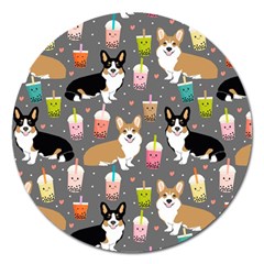 Corgi Boba Tea Bubble Tea Kawaii Food Welsh Corgis Dog Magnet 5  (round) by Perong