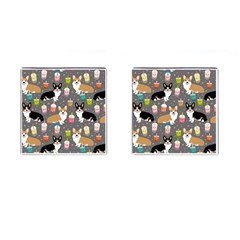 Corgi Boba Tea Bubble Tea Kawaii Food Welsh Corgis Dog Cufflinks (square)