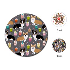 Corgi Boba Tea Bubble Tea Kawaii Food Welsh Corgis Dog Playing Cards Single Design (round)