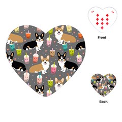 Corgi Boba Tea Bubble Tea Kawaii Food Welsh Corgis Dog Playing Cards Single Design (heart)