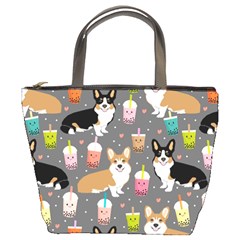 Corgi Boba Tea Bubble Tea Kawaii Food Welsh Corgis Dog Bucket Bag by Perong