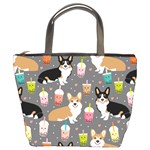 Corgi Boba Tea Bubble Tea Kawaii Food Welsh Corgis Dog Bucket Bag Front