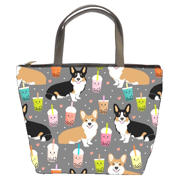 Corgi Boba Tea Bubble Tea Kawaii Food Welsh Corgis Dog Bucket Bag