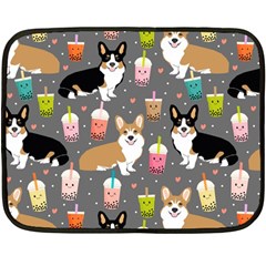 Corgi Boba Tea Bubble Tea Kawaii Food Welsh Corgis Dog Fleece Blanket (mini) by Perong