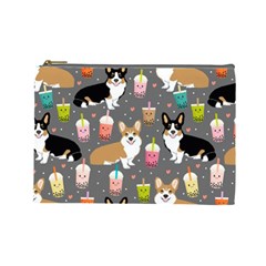 Corgi Boba Tea Bubble Tea Kawaii Food Welsh Corgis Dog Cosmetic Bag (large) by Perong