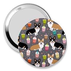 Corgi Boba Tea Bubble Tea Kawaii Food Welsh Corgis Dog 3  Handbag Mirrors by Perong