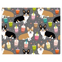 Corgi Boba Tea Bubble Tea Kawaii Food Welsh Corgis Dog Two Sides Premium Plush Fleece Blanket (teen Size) by Perong