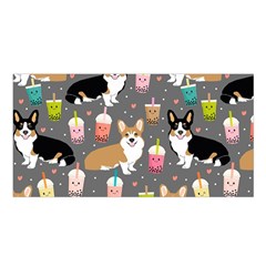 Corgi Boba Tea Bubble Tea Kawaii Food Welsh Corgis Dog Satin Shawl 45  X 80  by Perong