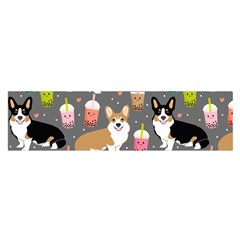 Corgi Boba Tea Bubble Tea Kawaii Food Welsh Corgis Dog Oblong Satin Scarf (16  X 60 ) by Perong