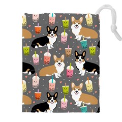 Corgi Boba Tea Bubble Tea Kawaii Food Welsh Corgis Dog Drawstring Pouch (4xl) by Perong