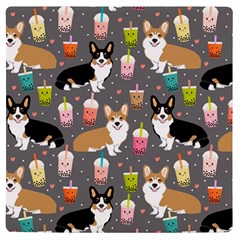 Corgi Boba Tea Bubble Tea Kawaii Food Welsh Corgis Dog Uv Print Square Tile Coaster  by Perong