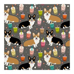 Corgi Boba Tea Bubble Tea Kawaii Food Welsh Corgis Dog Banner And Sign 3  X 3  by Perong