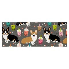 Corgi Boba Tea Bubble Tea Kawaii Food Welsh Corgis Dog Banner And Sign 8  X 3  by Perong