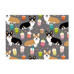 Corgi Boba Tea Bubble Tea Kawaii Food Welsh Corgis Dog Crystal Sticker (a4) by Perong