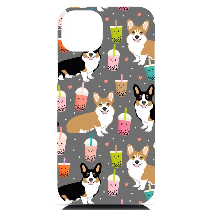 Corgi Boba Tea Bubble Tea Kawaii Food Welsh Corgis Dog iPhone 14 Plus Black UV Print Case