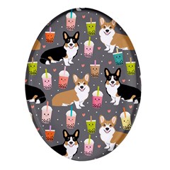 Corgi Boba Tea Bubble Tea Kawaii Food Welsh Corgis Dog Oval Glass Fridge Magnet (4 Pack) by Perong