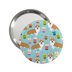 Corgi Boba Tea Bubble Tea Kawaii Food Welsh Corgis Dog Pattern 2 25  Handbag Mirrors by Perong