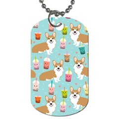 Corgi Boba Tea Bubble Tea Kawaii Food Welsh Corgis Dog Pattern Dog Tag (one Side) by Perong