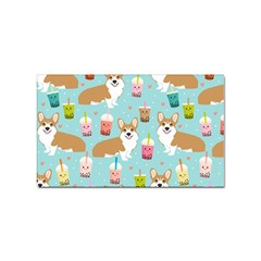 Corgi Boba Tea Bubble Tea Kawaii Food Welsh Corgis Dog Pattern Sticker Rectangular (10 Pack) by Perong