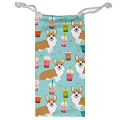 Corgi Boba Tea Bubble Tea Kawaii Food Welsh Corgis Dog Pattern Jewelry Bag by Perong