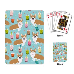 Corgi Boba Tea Bubble Tea Kawaii Food Welsh Corgis Dog Pattern Playing Cards Single Design (rectangle) by Perong