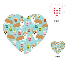 Corgi Boba Tea Bubble Tea Kawaii Food Welsh Corgis Dog Pattern Playing Cards Single Design (heart)