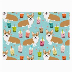 Corgi Boba Tea Bubble Tea Kawaii Food Welsh Corgis Dog Pattern Large Glasses Cloth by Perong