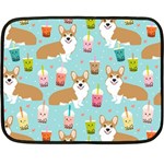 Corgi Boba Tea Bubble Tea Kawaii Food Welsh Corgis Dog Pattern Fleece Blanket (Mini) 35 x27  Blanket