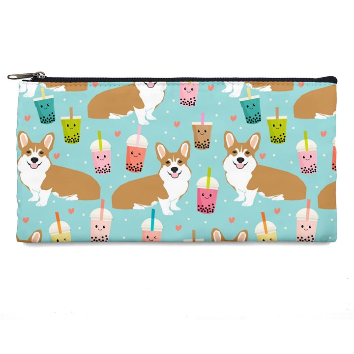 Corgi Boba Tea Bubble Tea Kawaii Food Welsh Corgis Dog Pattern Pencil Case