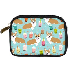 Corgi Boba Tea Bubble Tea Kawaii Food Welsh Corgis Dog Pattern Digital Camera Leather Case by Perong